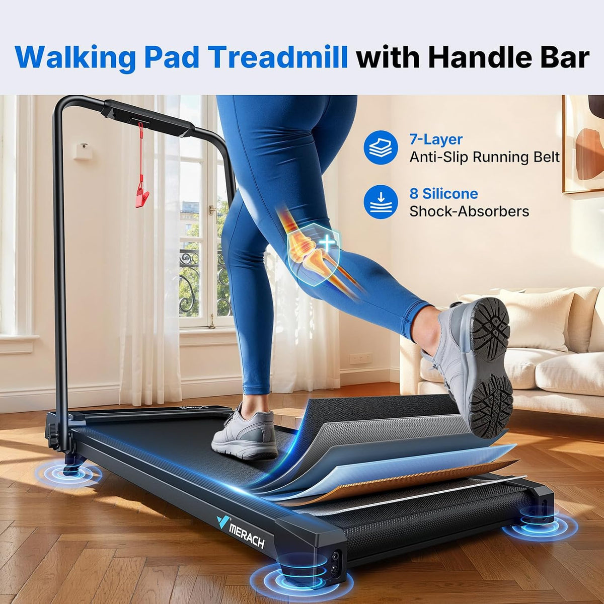 MERACH Domestic Treadmill with 12km/h Speed, Foldable | 6% Incline T12B1